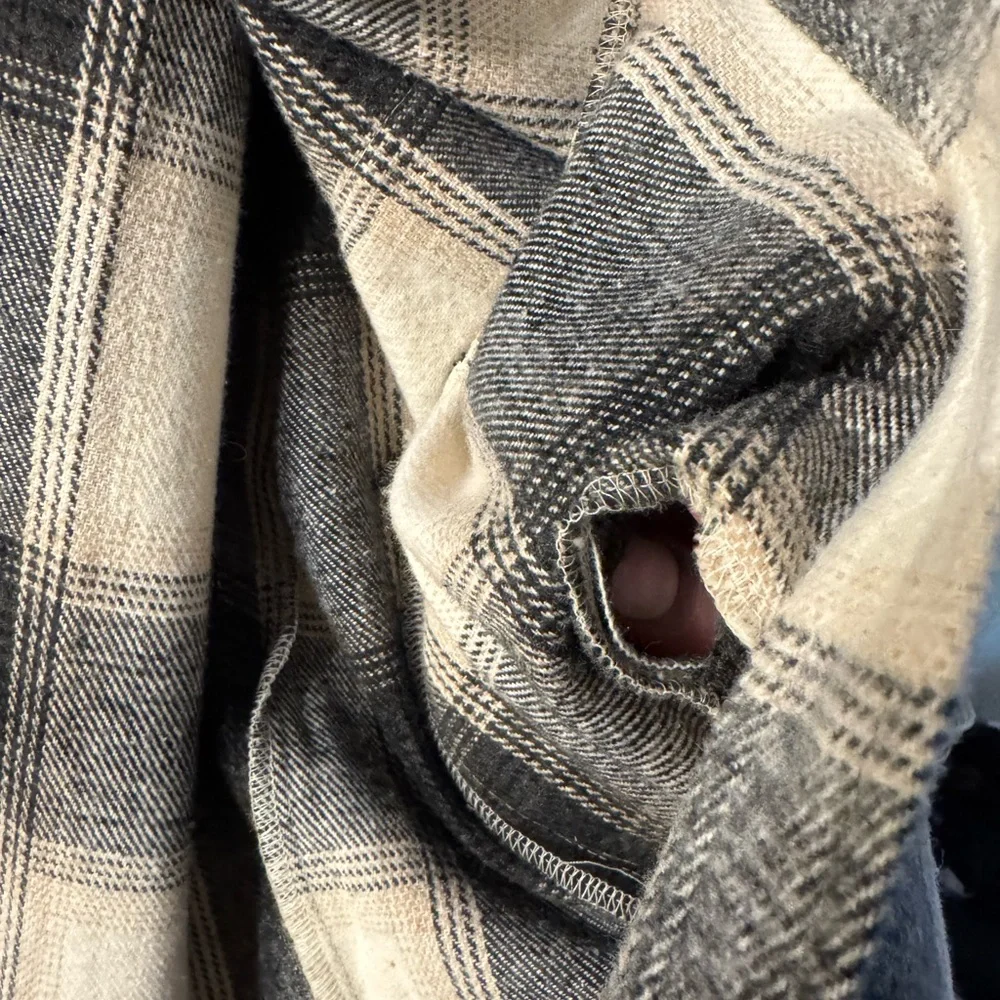 Zenana Outfitters Plaid Shacket in Black and Cream - Picture 3 of 4